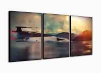 Quadro Decorativos Jogos Star Wars com 120x60 3 peças com moldura filete - Foto 3