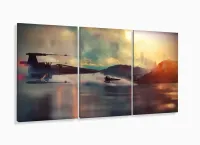Quadro Decorativos Jogos Star Wars com 120x60 3 peças com moldura filete - Foto 5