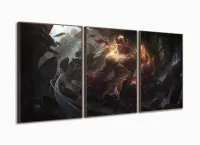 Quadro Decorativos League of Legends com 3 peças 125x60 m01 com moldura filete - Foto 2