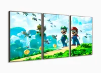Quadro Decorativos Mario com 3 peças 125x60 com moldura filete - Foto 2