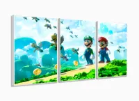 Quadro Decorativos Mario com 3 peças 125x60 com moldura filete - Foto 4