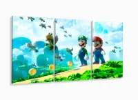 Quadro Decorativos Mario com 3 peças 125x60 com moldura filete - Foto 5