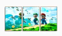 Quadro Decorativos Mario com 3 peças 125x60 com moldura filete - Foto 6