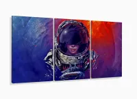 Quadro Decorativos Menina Astronalta Com 3 Peças 125x60 com moldura filete - Foto 5