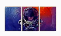 Quadro Decorativos Menina Astronalta Com 3 Peças 125x60 com moldura filete - Foto 6