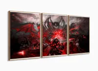 Quadro Decorativos Warcraft com 3 peças 125x60 com moldura filete