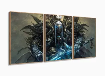 Quadro Decorativos Warcraft Com 3 Peças 125x60 M03 com moldura filete