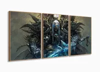 Quadro Decorativos Warcraft Com 3 Peças 125x60 M03 com moldura filete