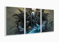 Quadro Decorativos Warcraft Com 3 Peças 125x60 M03 com moldura filete - Foto 4