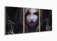 Quadro Decorativos Warcraft com 120x60 3 peças com moldura filete