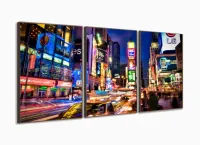 Quadro Em Tecido Decorativo New York City Times Square Luzes 120x60 3 peças com moldura filete - Foto 2