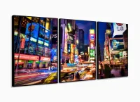 Quadro Em Tecido Decorativo New York City Times Square Luzes 120x60 3 peças com moldura filete - Foto 3