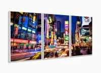 Quadro Em Tecido Decorativo New York City Times Square Luzes 120x60 3 peças com moldura filete - Foto 4