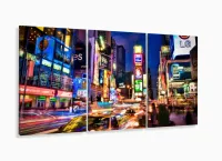 Quadro Em Tecido Decorativo New York City Times Square Luzes 120x60 3 peças com moldura filete - Foto 5