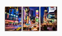 Quadro Em Tecido Decorativo New York City Times Square Luzes 120x60 3 peças com moldura filete - Foto 6