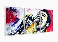 Quadro Freddie Mercury Rock Art Decorativo Em Tecido 120x60 com moldura filete - Foto 4