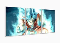 Quadro Goku Dragon Ball decorativo com Tela em Tecido 3 peças com moldura filete - Foto 4