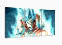 Quadro Goku Dragon Ball decorativo com Tela em Tecido 3 peças com moldura filete - Foto 5