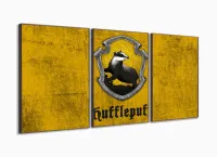Quadro Harry Potter Huflepuff Decorativo Com Tela Em Tecido 120x60 3 peças com moldura filete - Foto 2