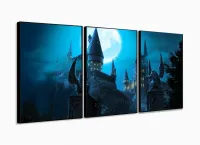 Quadro Hogwarts Castel Harry Potter Com Tela Em Tecido 3 peças com moldura filete - Foto 3