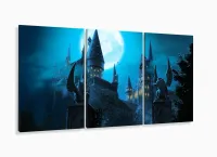 Quadro Hogwarts Castel Harry Potter Com Tela Em Tecido 3 peças com moldura filete - Foto 5