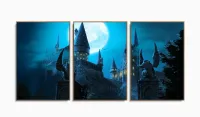 Quadro Hogwarts Castel Harry Potter Com Tela Em Tecido 3 peças com moldura filete - Foto 6