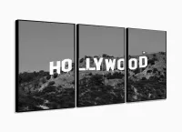 Quadro Hollywood Em Preto E Branco Decorativo Em Tecido 120x60 3 peças com moldura filete - Foto 3