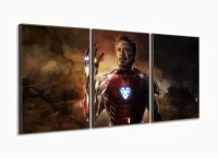 Quadro Homem de Ferro Para Quarto 120x60 3 peças Mosaico com moldura filete - Foto 2