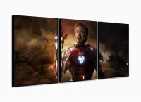 Quadro Homem de Ferro Para Quarto 120x60 3 peças Mosaico com moldura filete - Foto 3