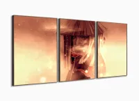 Quadro Itachi Uchiha Mosaico Para Quarto Naruto Shippuden 3 peças com moldura filete - Foto 2