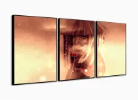 Quadro Itachi Uchiha Mosaico Para Quarto Naruto Shippuden 3 peças com moldura filete - Foto 3