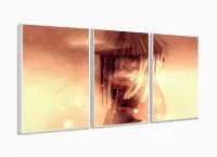 Quadro Itachi Uchiha Mosaico Para Quarto Naruto Shippuden 3 peças com moldura filete - Foto 4