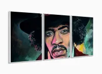 Quadro Jimi Hendrix Moderno Em Tecido 3 Peças 120x60 com moldura filete - Foto 4