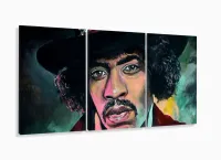 Quadro Jimi Hendrix Moderno Em Tecido 3 Peças 120x60 com moldura filete - Foto 5