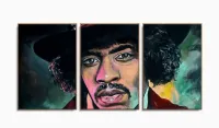 Quadro Jimi Hendrix Moderno Em Tecido 3 Peças 120x60 com moldura filete - Foto 6