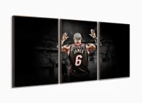 Quadro Lebron James Basquete com Tela em Tecido 120x60 3 peças com moldura filete - Foto 2
