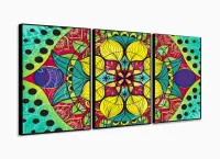 Quadro Mandala Para Sala Quarto Hall Colorido 3 Peças 120x60 com moldura filete - Foto 3