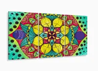 Quadro Mandala Para Sala Quarto Hall Colorido 3 Peças 120x60 com moldura filete - Foto 5