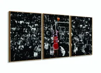 Quadro Michael Jordan Basquete Sexta Tela Em Tecido 120x60 com moldura filete