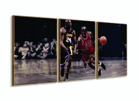 Quadro Michael Jordan Jogando decorativo com Tela em Tecido 120x60 com moldura filete