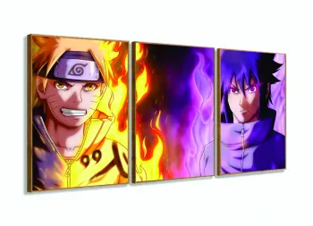 Quadro Mosaico Naruto Sennin Sasuke Mangekyou Sharingan 120x60 com moldura filete