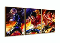 Quadro mosaico Sabo Luffy Ace One Piece arte 120x60 com moldura filete