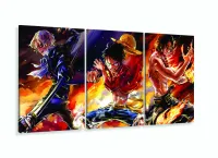 Quadro mosaico Sabo Luffy Ace One Piece arte 120x60 com moldura filete - Foto 5