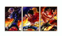 Quadro mosaico Sabo Luffy Ace One Piece arte 120x60 com moldura filete - Foto 6