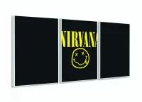 Quadro Nirvana Música Banda Decorativo Em Tecido 3 Peças com moldura filete - Foto 4