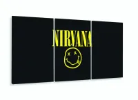 Quadro Nirvana Música Banda Decorativo Em Tecido 3 Peças com moldura filete - Foto 5