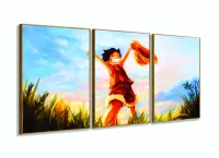Quadro One Piece Para Quarto 120x60 decorativo Mosaico com moldura filete