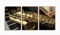 Quadro Piano Teclado E Saxofone Música Decorativo 120x60 com moldura filete - Foto 6