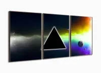 Quadro Pink Floyd Banda Música Decorativo Em Tecido 3 Peças com moldura filete - Foto 2