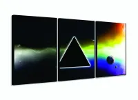 Quadro Pink Floyd Banda Música Decorativo Em Tecido 3 Peças com moldura filete - Foto 3